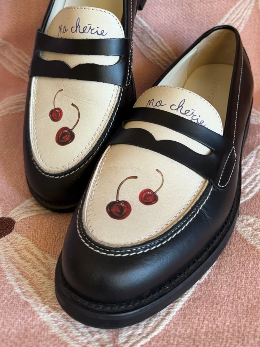 Duke+Dexter USW 8 / Wilde Ma Cherie Black & White Leather Penny Loafers